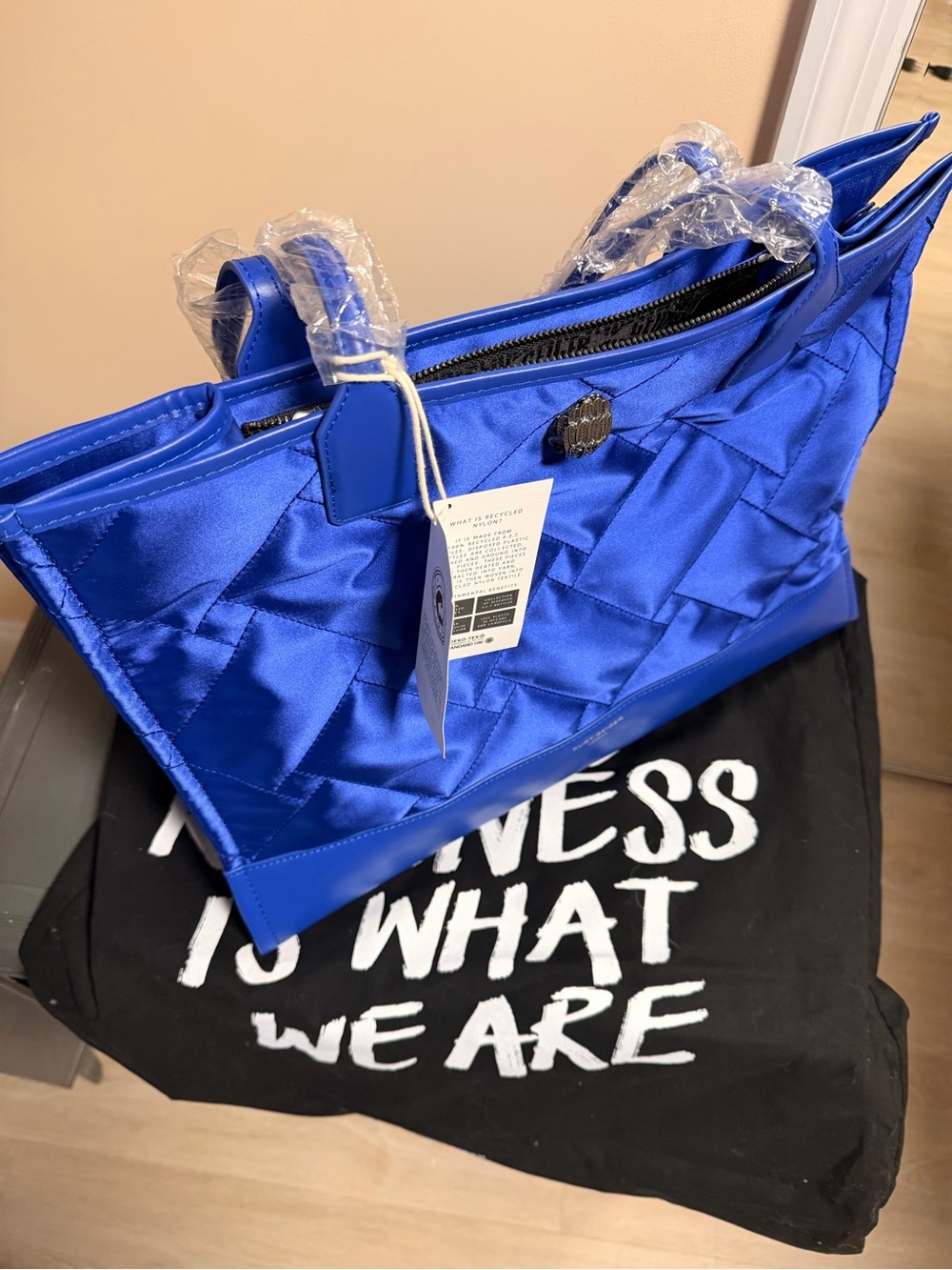 Kurt Geiger Royal Blue Large Quilted Tote with Signature Hardware - Picture 2 of 15
